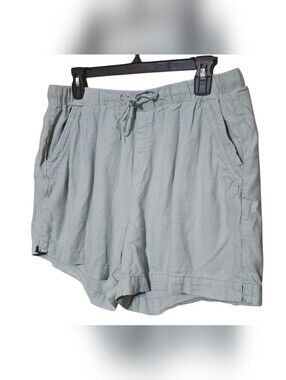Women's Lightweight Linen Casual Drawstring Shorts - Sage Size Large